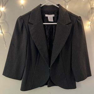 Charlotte Russe 3/4 sleeve pinstripe blazer | Black and White | Size medium